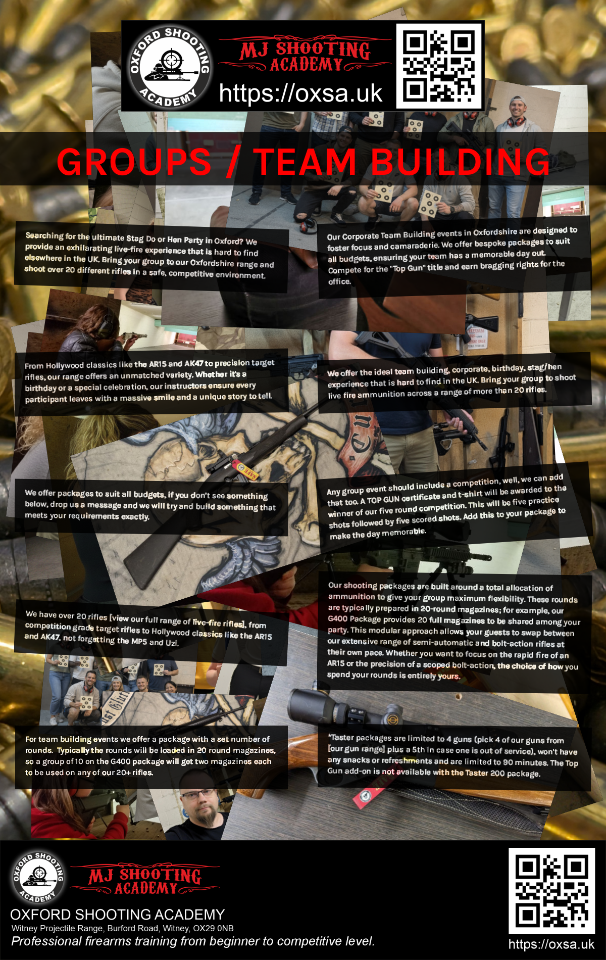 Professional shooting experience at a professional shooting range