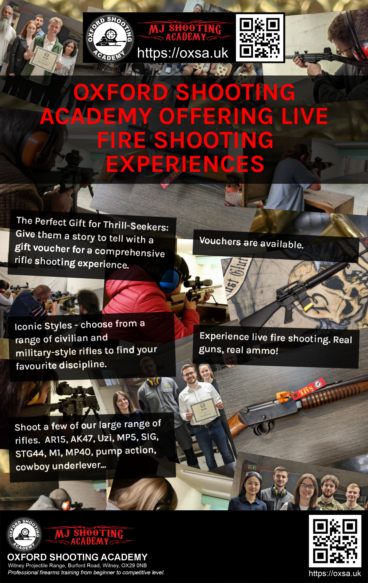 Firearms training session using various sporting firearms