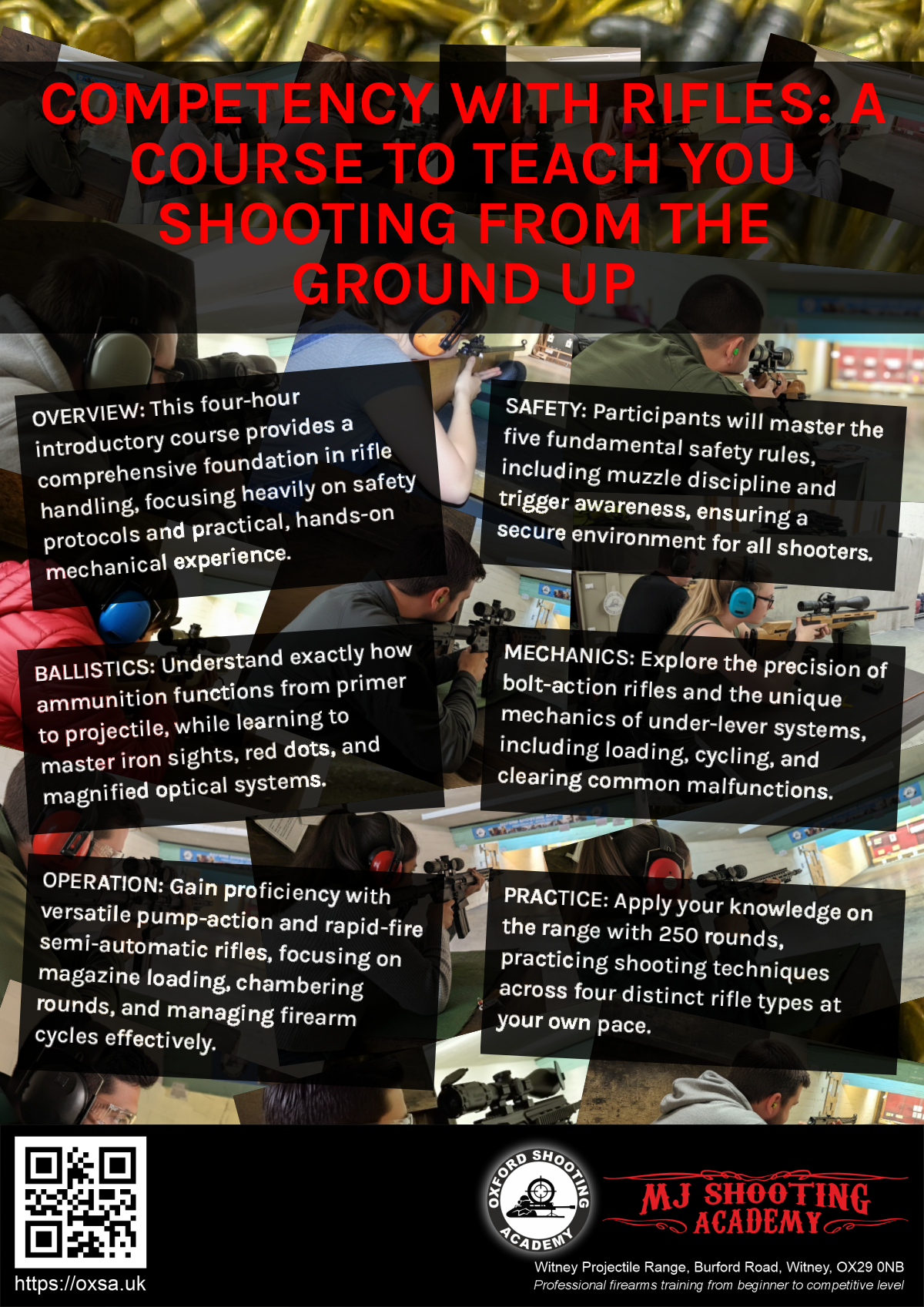 Firearms training session using various sporting firearms