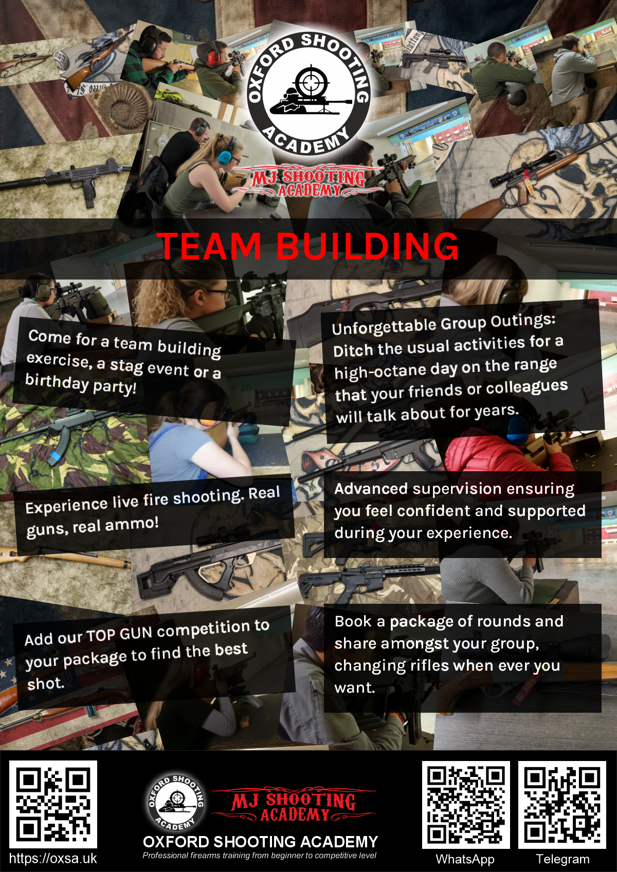 Firearms training session using various sporting firearms