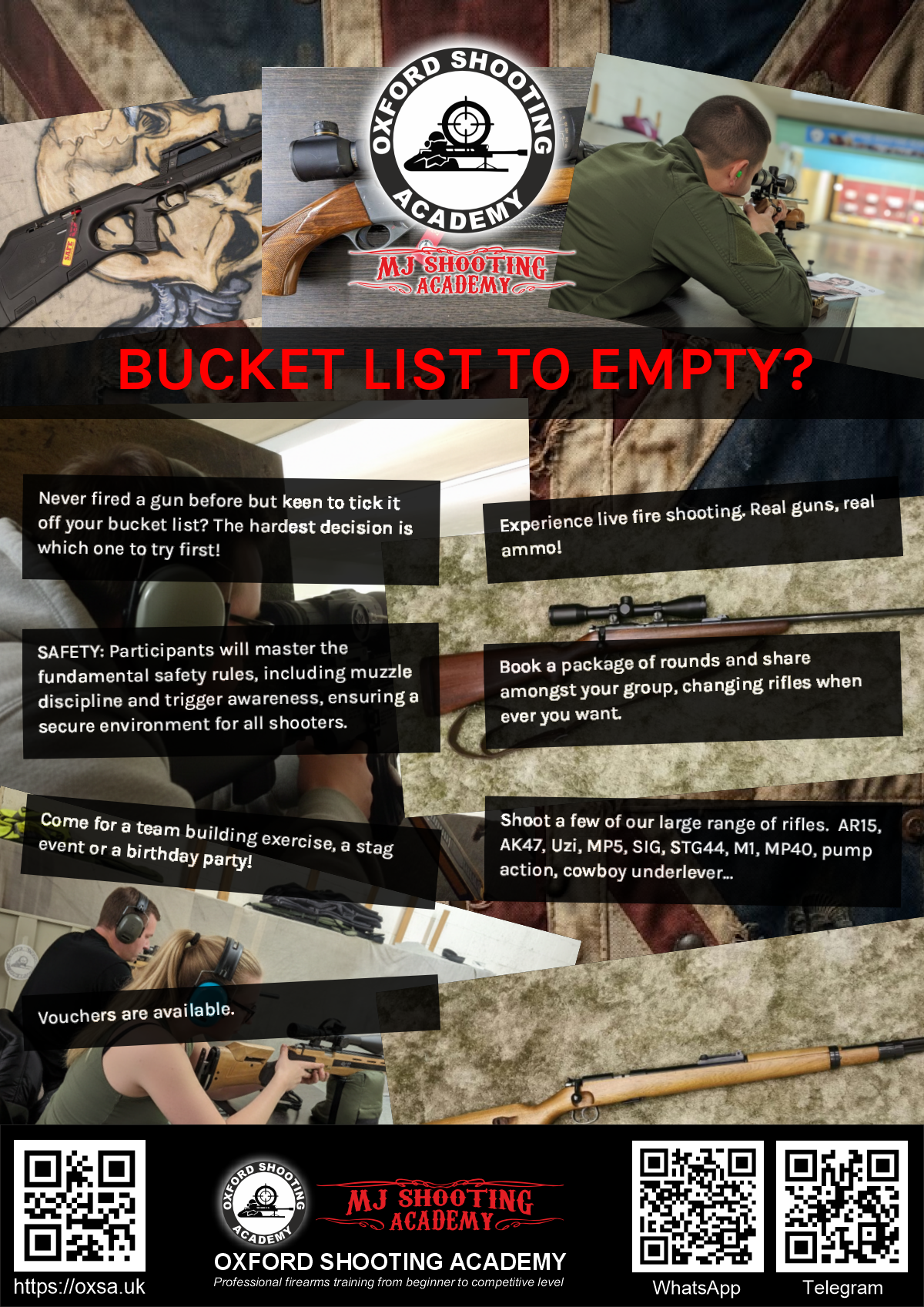 Professional shooting experience at a professional shooting range