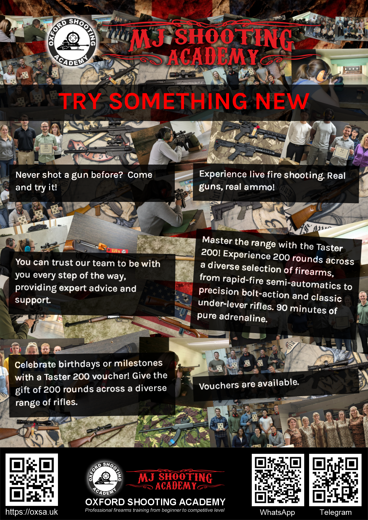 Firearms training session using various sporting firearms