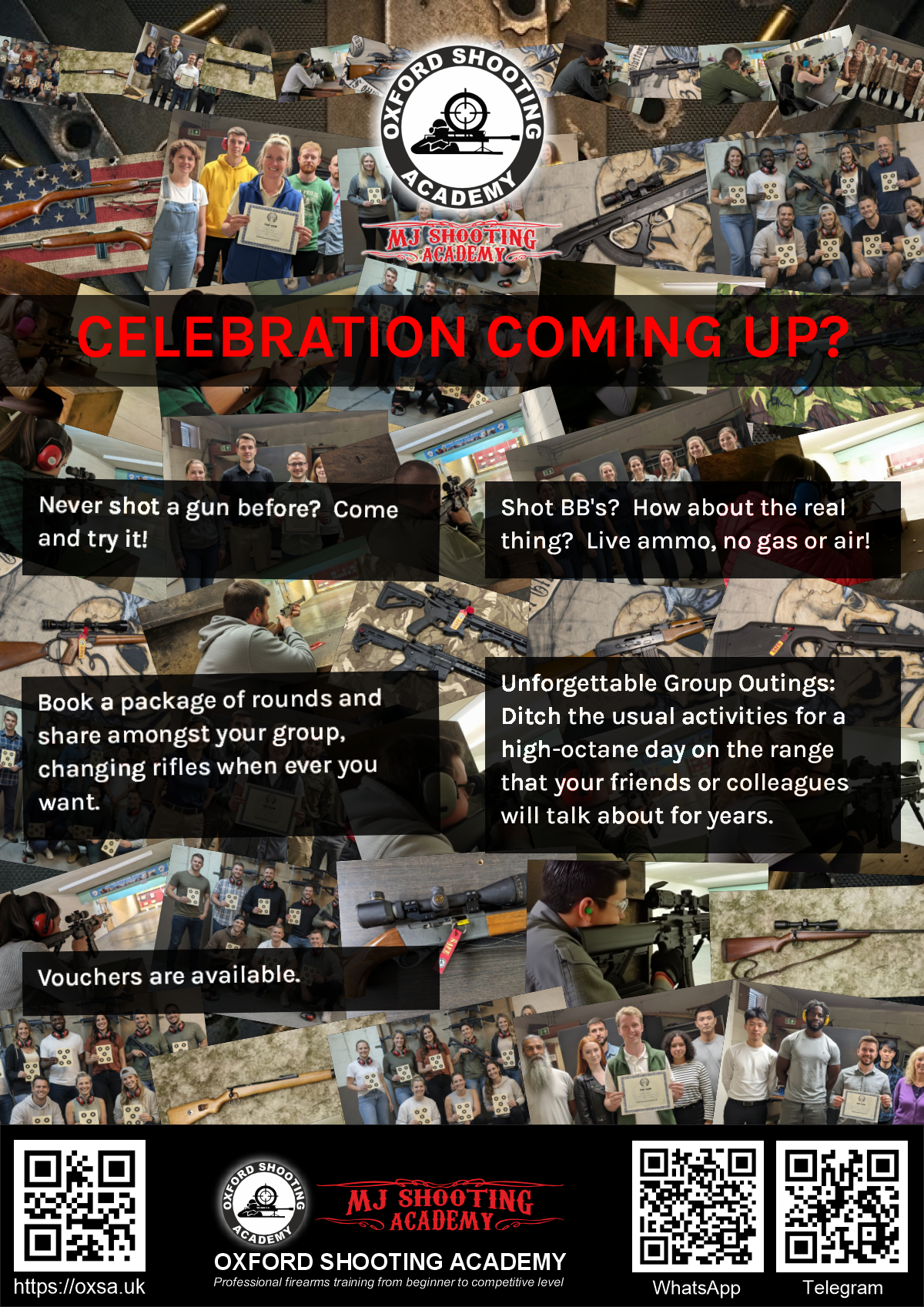 Firearms training session using various sporting firearms