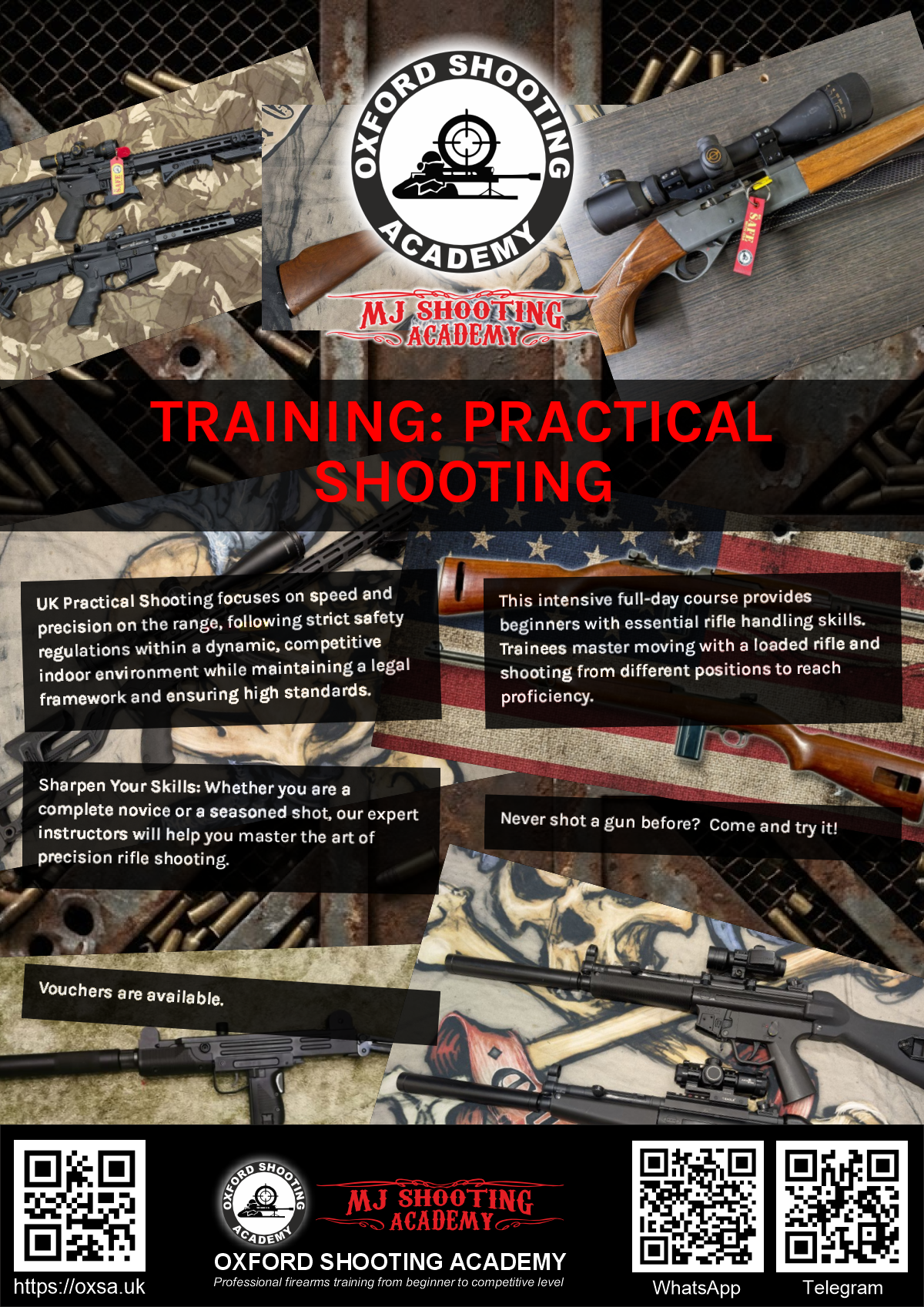 Firearms training session using various sporting firearms