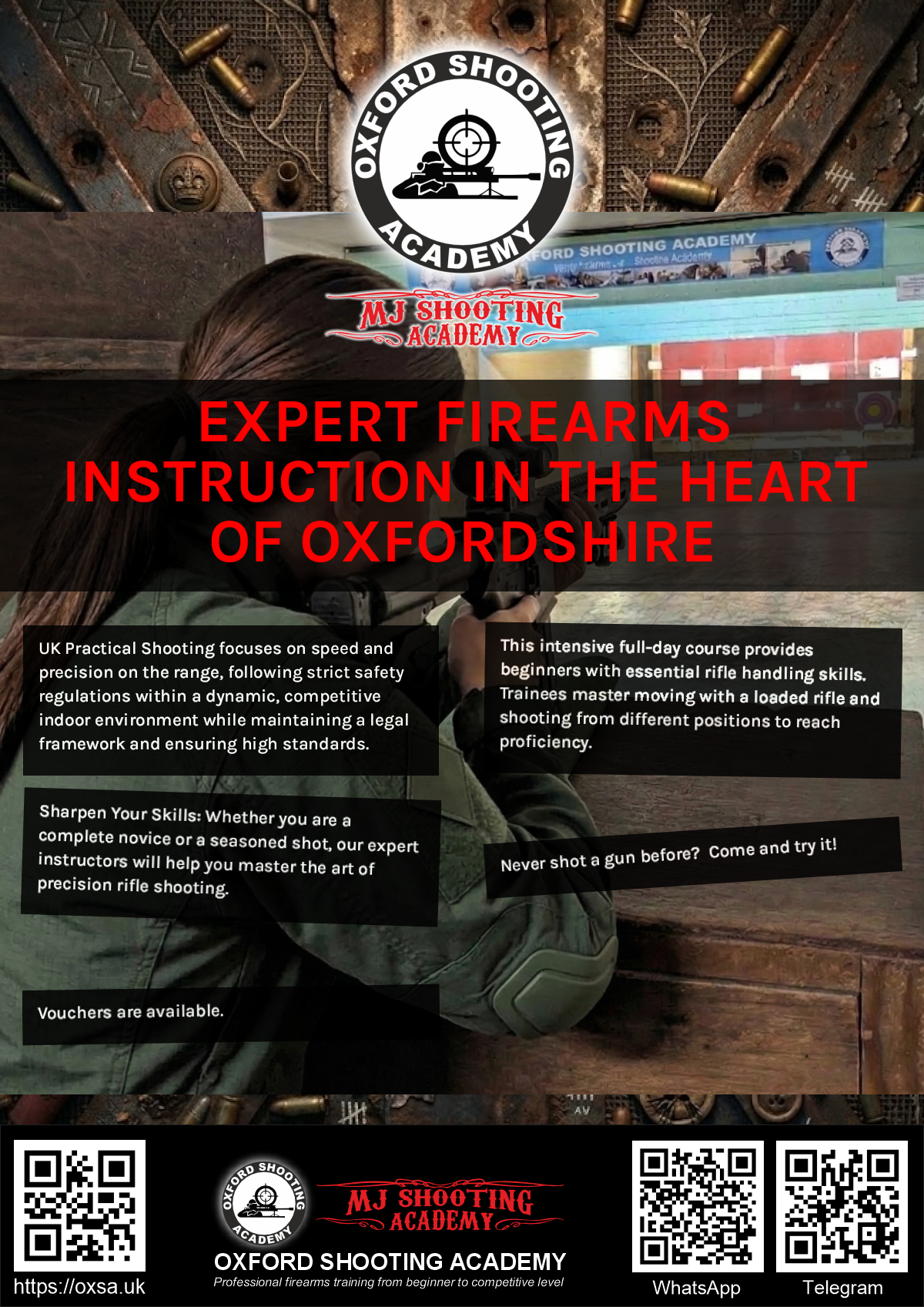 Firearms training session using various sporting firearms