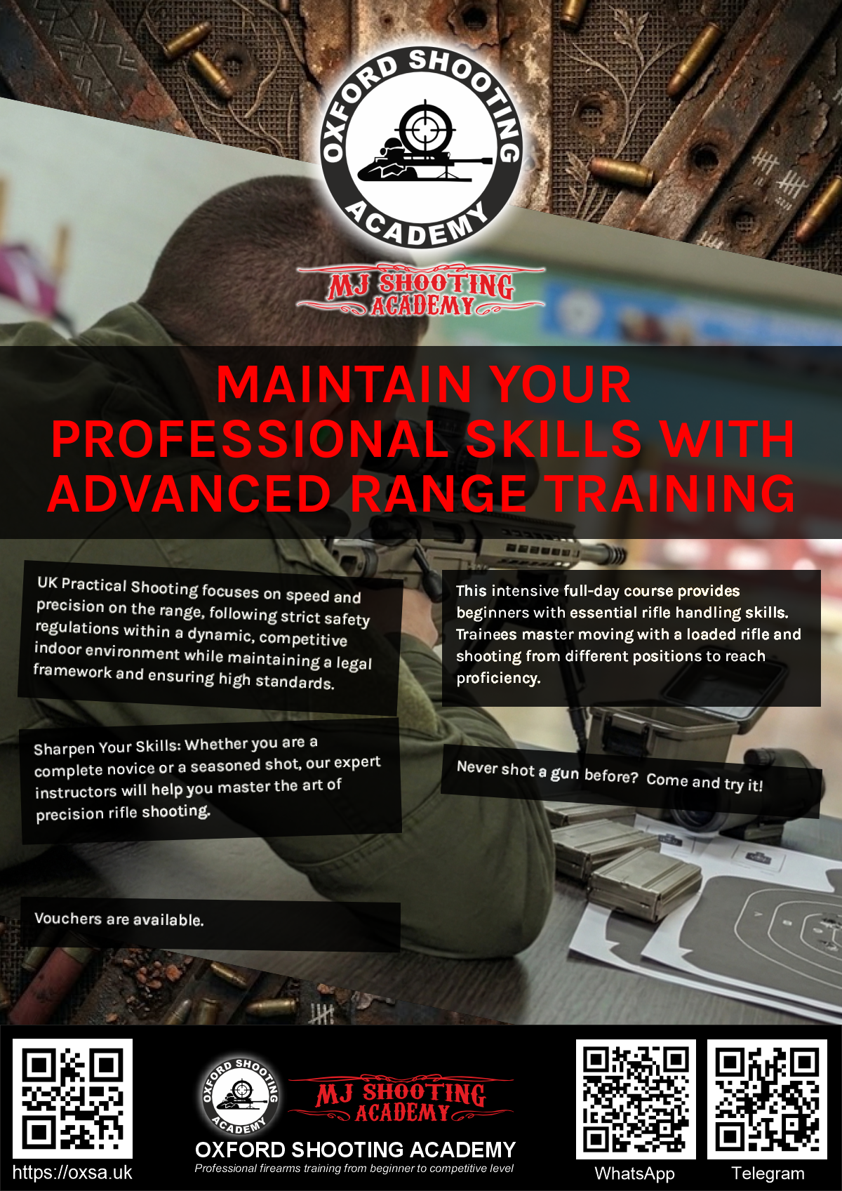 Firearms training session using various sporting firearms