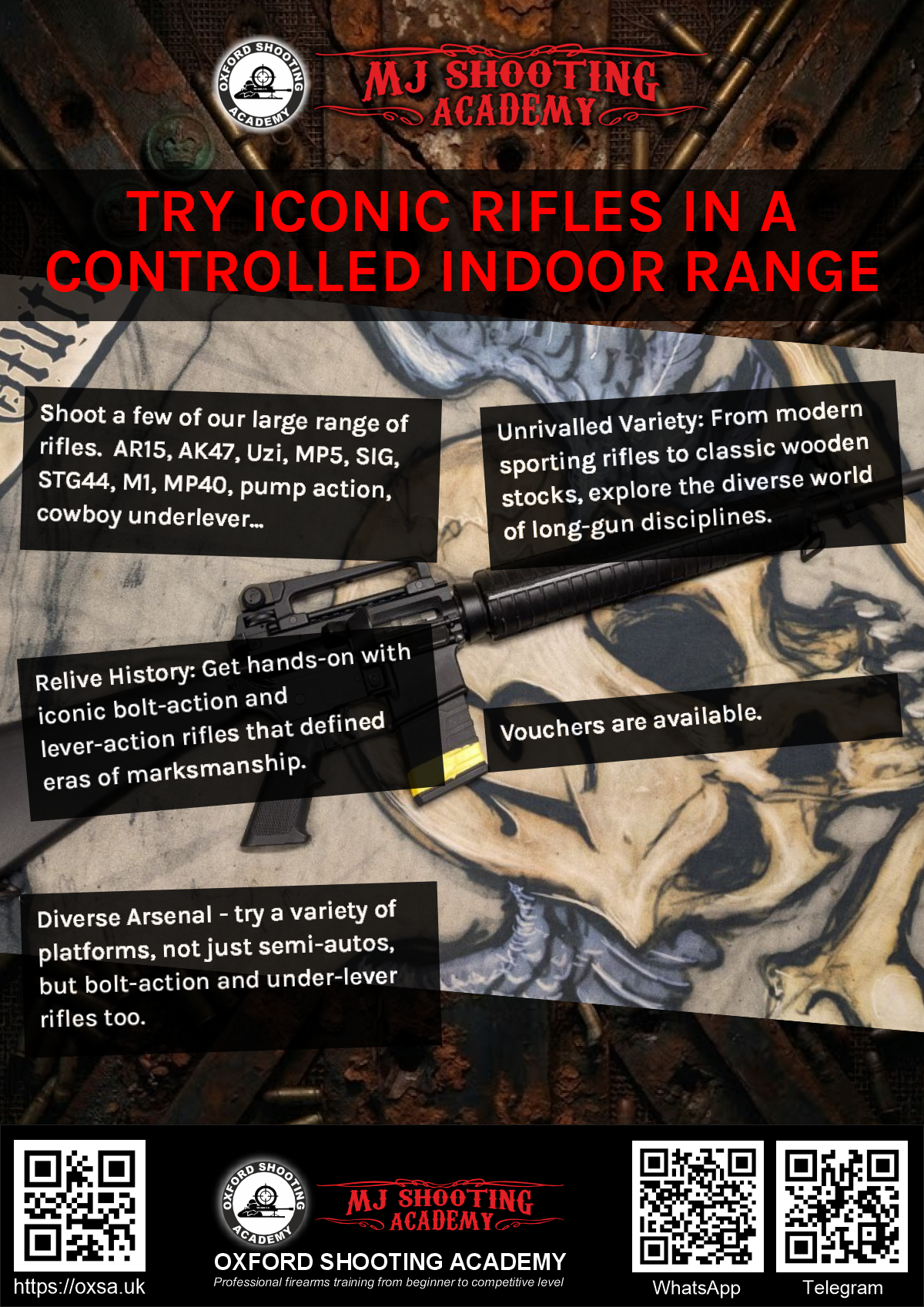 Historic rifle display with expert safety instruction