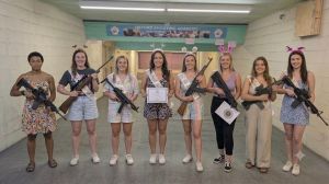 Precision shooting session focusing on firearm safety and handling